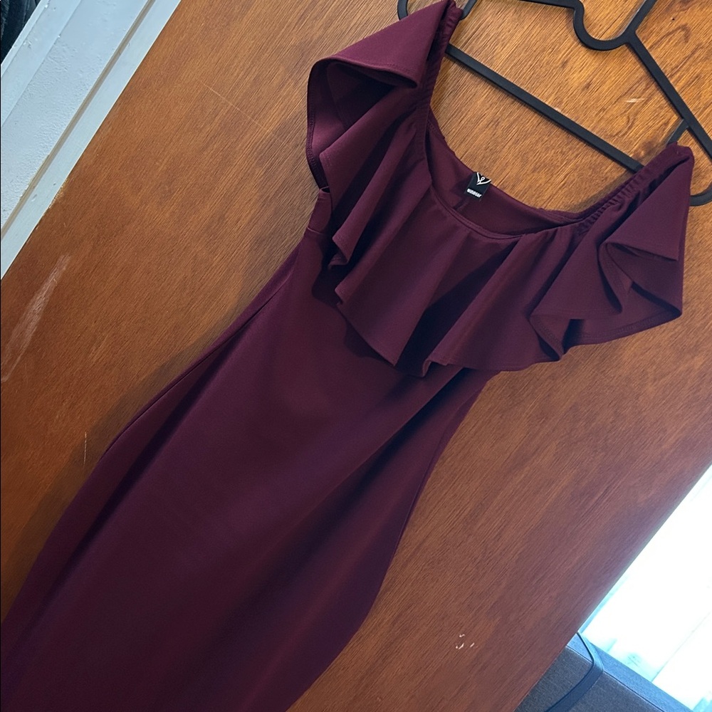Windsor Burgundy Off-Shoulder Ruffle Top